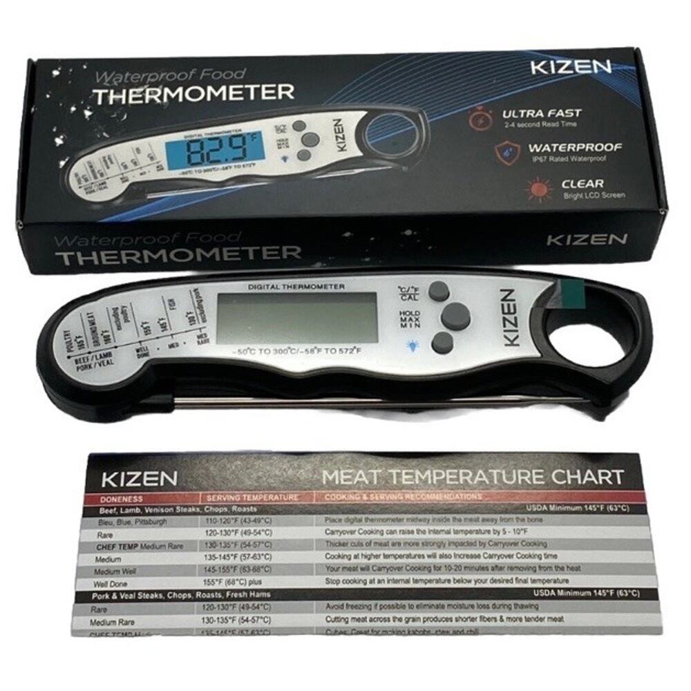 Kizen Digital Meat Thermometer Waterproof Metal Probe BBQ Grilling Food NEW